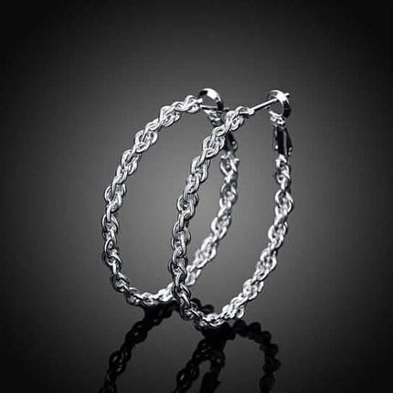 Braided Hoop Earrings In 18KT White Gold