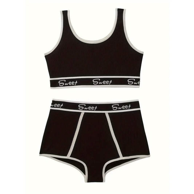 Breathable Solid Sports Push Up Bra and Panties Lingerie Set