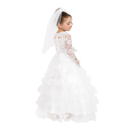Kids Bridal Dress with Wedding Veil and Elegant Princess Style
