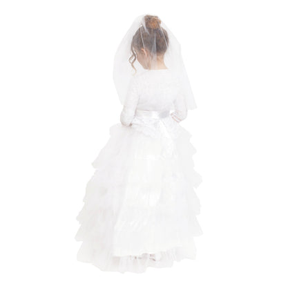 Kids Bridal Dress with Wedding Veil and Elegant Princess Style