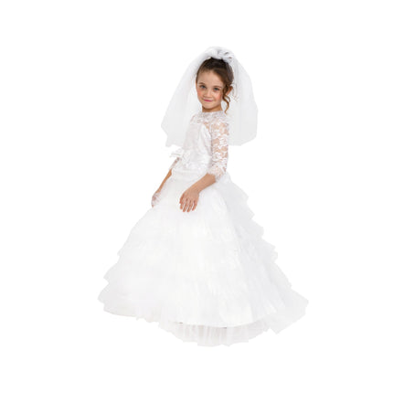 Kids Bridal Dress with Wedding Veil and Elegant Princess Style