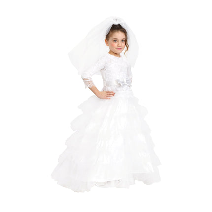 Kids Bridal Dress with Wedding Veil and Elegant Princess Style