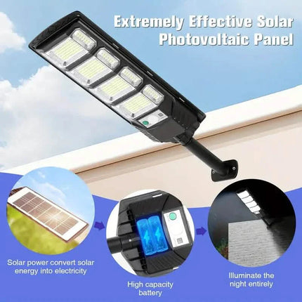 Bright Solar Street Light with Wide Angle Motion Sensor and Remote Control