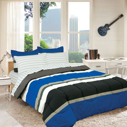 Brooklyn Flat Rugby Stripe Bed-in-a-Bag Set