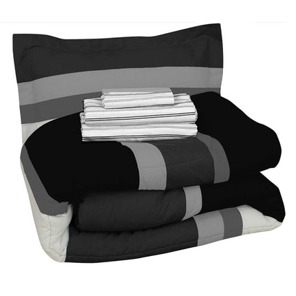 Brooklyn Flat Rugby Stripe Bed-in-a-Bag Set