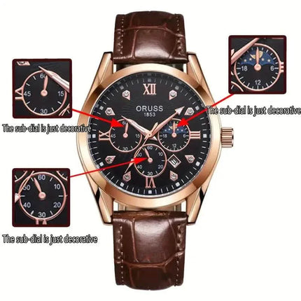 Brown Leather Fashion Quartz Wrist Watch