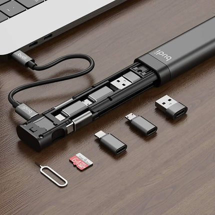 BUDI Multi-function Smart Adapter Card Storage Data Cable USB Box