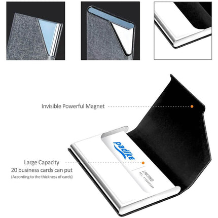 Business Name Card Holder Luxury PU Leather and Stainless Steel Multi Card Case