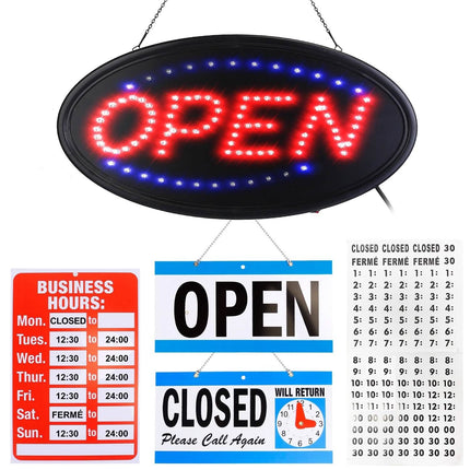 Business Neon Open Sign Advertisement Board with Steady Flashing Modes