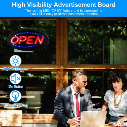 Business Neon Open Sign Advertisement Board with Steady Flashing Modes