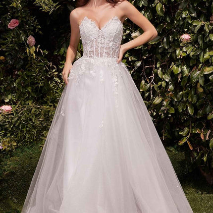 Ladivine C148W Strapless A-Line Lace & Tulle Wedding Dress