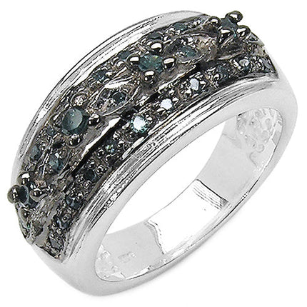 0.27 Carat Genuine Blue Diamond .925 Sterling Silver Ring