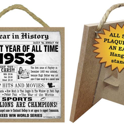 1953 A Year in History Plaques 5" x 5" wood plaque/sign
