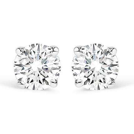 .925 Sterling Silver 1/2 Cttw Round Brilliant-Cut Lab Grown Diamond Classic 4-Prong Stud Earrings (F-G Color, VS1-VS2 Clarity)