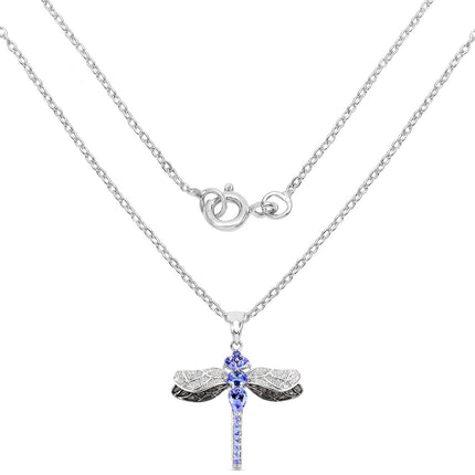 1.93 Carat Genuine Tanzanite and White Topaz .925 Sterling Silver Pendant