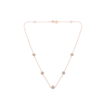 Yellow Color Plated Sterling Silver Diamond Station Necklace (1/2 cttw, K-L Color, I2-I3 Clarity)
