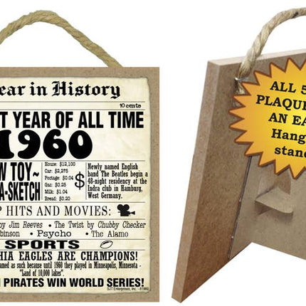 1960 A Year in History Plaques 5" x 5" wood plaque/sign