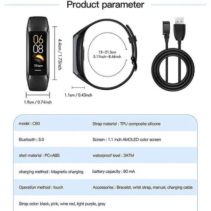 C60 Smart Watch 1.1" Fitness Bluetooth Watch
