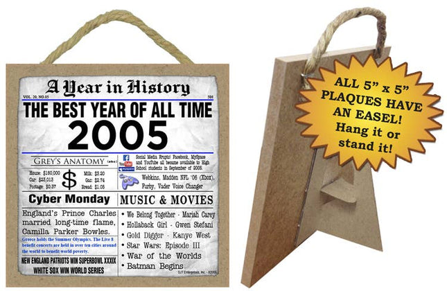 2005 A Year in History Plaques 5" x 5" wood plaque/sign