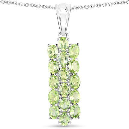 8.84 Carat Genuine Peridot .925 Sterling Silver 3 Piece Jewelry Set (Ring, Earrings, and Pendant w/ Chain)