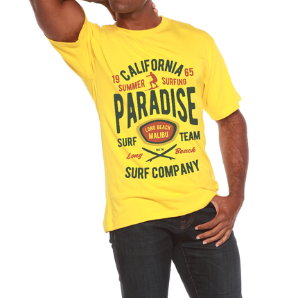 California Summer Surfing Men's Bamboo Viscose/Organic Cotton Short Sleeve Graphic T-Shirt
