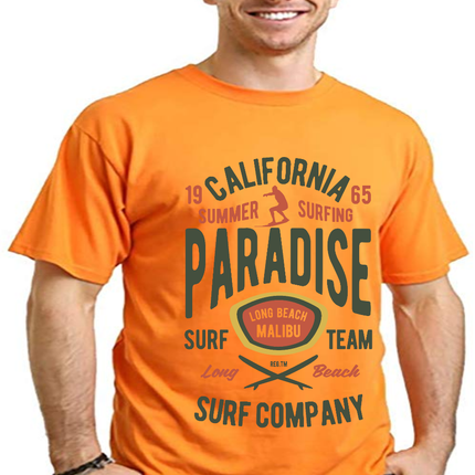 California Summer Surfing Men's Bamboo Viscose/Organic Cotton Short Sleeve Graphic T-Shirt