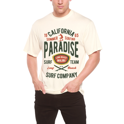 California Summer Surfing Men's Bamboo Viscose/Organic Cotton Short Sleeve Graphic T-Shirt