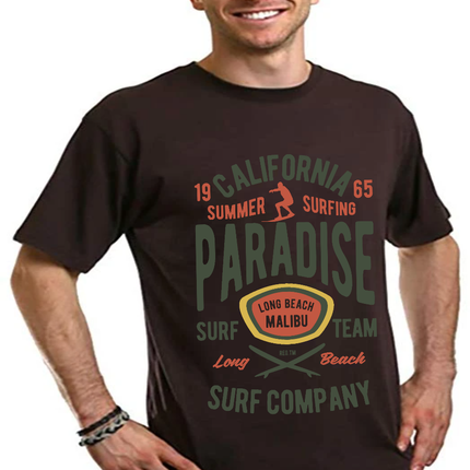 California Summer Surfing Men's Bamboo Viscose/Organic Cotton Short Sleeve Graphic T-Shirt