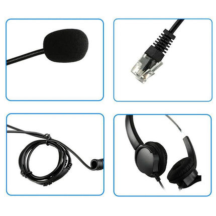Call Center Noise Cancelling Corded Binaural Hands-free Headset with Microphone