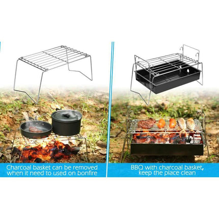 Camping Grill Barbecue Tool Folding & Lightweight Steel Mesh Portable