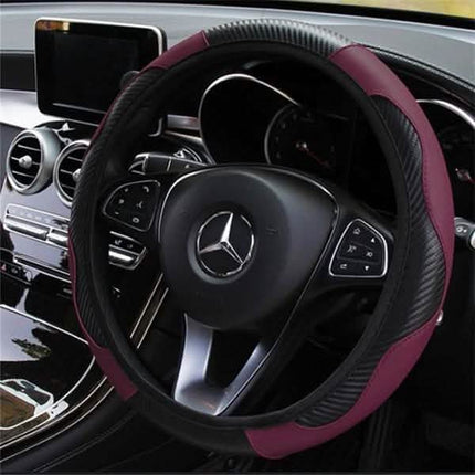 Car Auto Steering Wheel Cover Carbon Fibre Breathable Anti-slip Protector