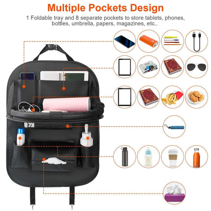 Car Back Seat Organizer with Foldable Table Tray 8 Pockets