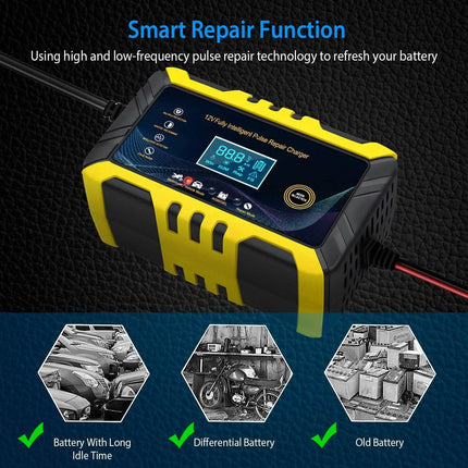 Car Battery Charger 12V/6A Smart Automatic Battery Charger Pulse Repair