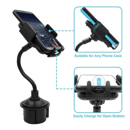 Car Cup Holder Phone Mount Adjustable Gooseneck Phone Stand