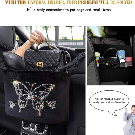 Car Net Backseat Pocket Handbag Holder and Organizer Between Seats