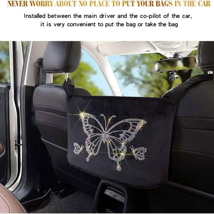 Car Net Backseat Pocket Handbag Holder and Organizer Between Seats