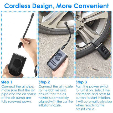 Car Tire Inflator Pump Portable 150 PSI with LED Light