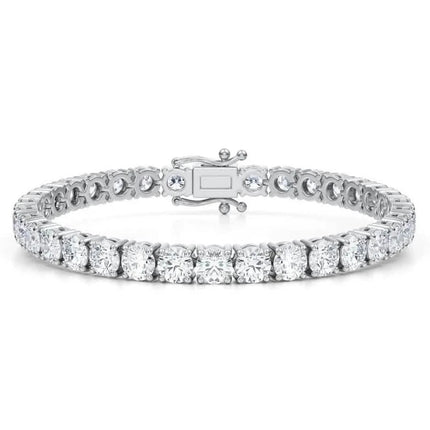 Round Lab-Grown Diamond 17.00 Carat 7" Tennis Bracelet in 14K White Gold D VS