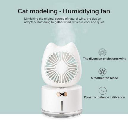 Cartoon Cat Fan Humidifier USB Charging Desktop Mute Hydrating Humidifier