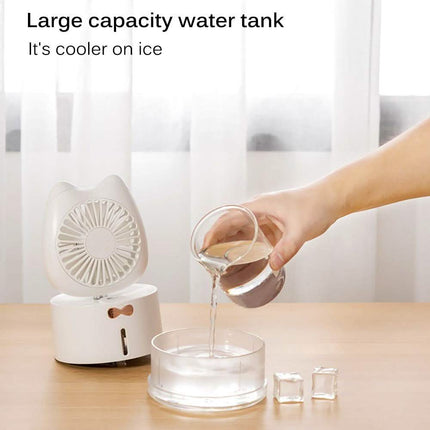 Cartoon Cat Fan Humidifier USB Charging Desktop Mute Hydrating Humidifier