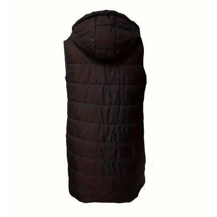 Casual Sleeveless Long Button Front Hooded Coat Outerwear