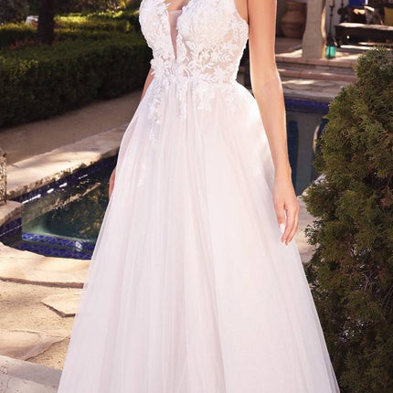 Cinderella Divine CB072W Layered A-Line Tulle Bridal Gown Embroidered Bodice