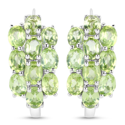 8.84 Carat Genuine Peridot .925 Sterling Silver 3 Piece Jewelry Set (Ring, Earrings, and Pendant w/ Chain)