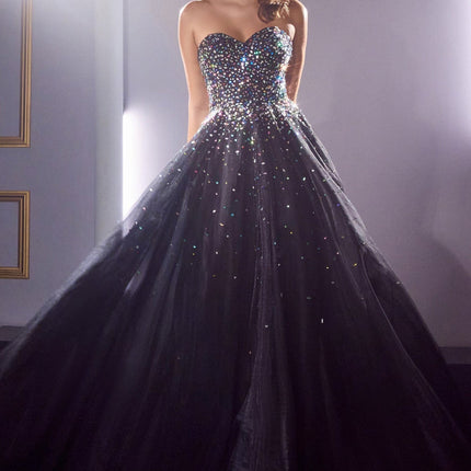 Ladivine CB114 Long Strapless Formal Gown with Jewel Accents