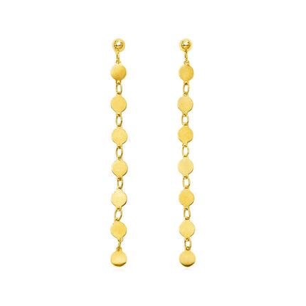 14k Yellow Gold Post Dangle Earrings with Polished Circles