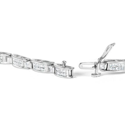 14K White Gold 2.0 Cttw Baguette and Princess-Cut Diamond Tennis Bracelet (H-I Color, SI1-SI2 Clarity) - 7"