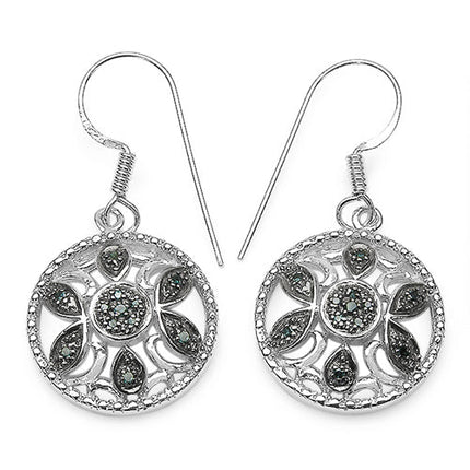 0.18 Carat Genuine Blue Diamond .925 Sterling Silver Earrings