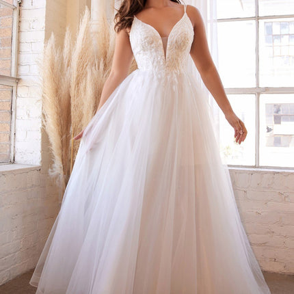 Cinderella Divine CD0154W Long Layered Tulle Dress Beaded Applique Bodice