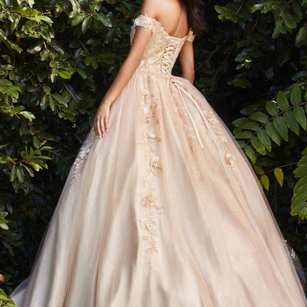 Cinderella Divine CD0185 Off The Shoulder Layered Tulle Ball Gown