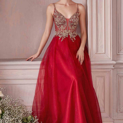 Cinderella Divine CD0195 Dress Long A-Line Layered Tulle Gown